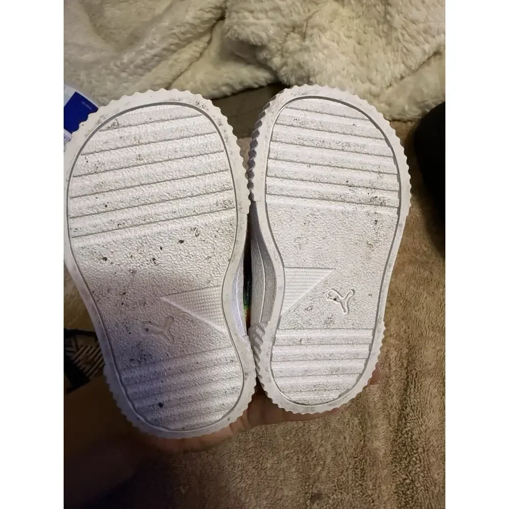 bundle- PUMA girl baby Sneakers size 4C , & blue flower shoes size 3C
